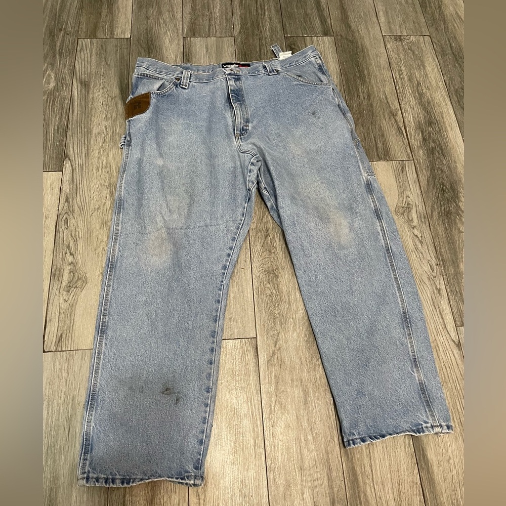 Wrangler Riggs Men’s Workwear 100% Cotton Denim jeans leather accents
42x30